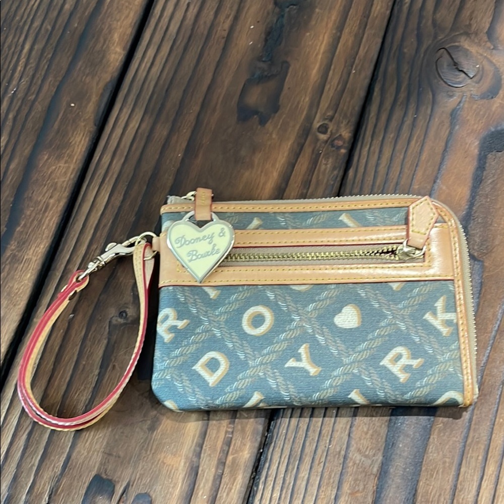 Dooney & Bourke Blue and Tan Wristlet